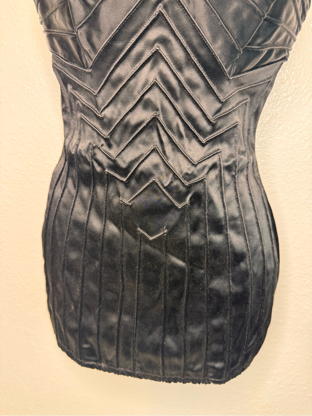 50s Vintage Bombshell Black Satin Alix of Miami One Pc Swimsuit SLIMMING M/L - Picture 3 of 13